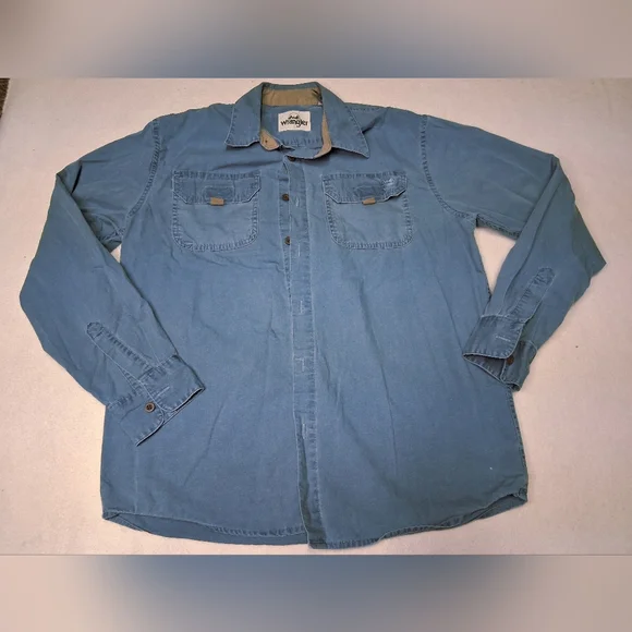 Wrangler Men's Denim Blue Casual Shirt - Picture 2 of 11